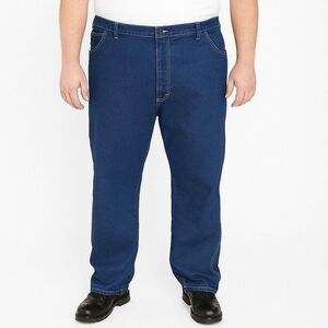 Mens Dickies 48x30 Blue Jeans Carpenter Industrial Dark Solid Big Heavy Duty